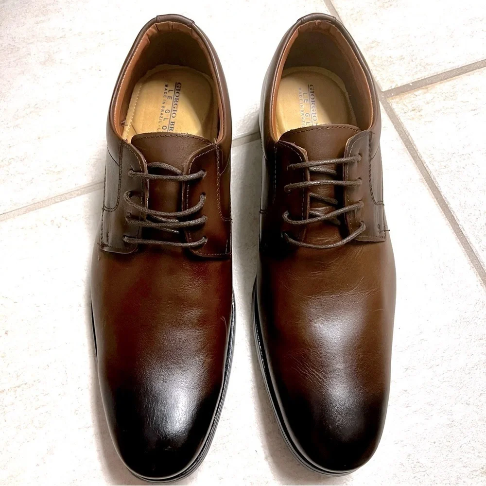 NWOT Giorgio Brutini Hubert Plain Toe dark brown ombré Oxford shoes men size 11